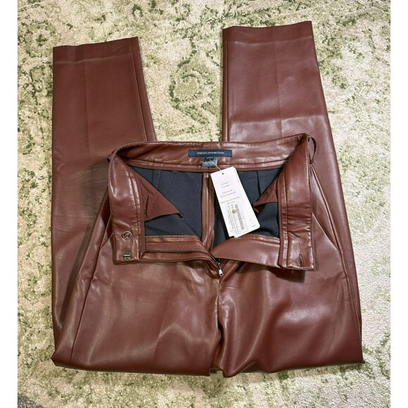 French Connection Crolenda Faux Leather Tapered Trousers Size 2 NWT - Picture 6 of 11